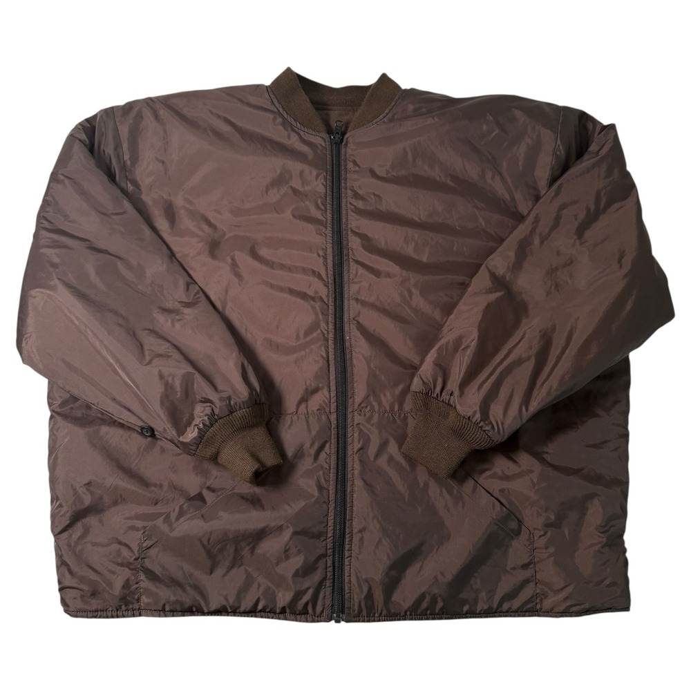 RedHead Mens Chocolate Brown Nylon Bomber Jacket L/G Insulated Pockets Hunting